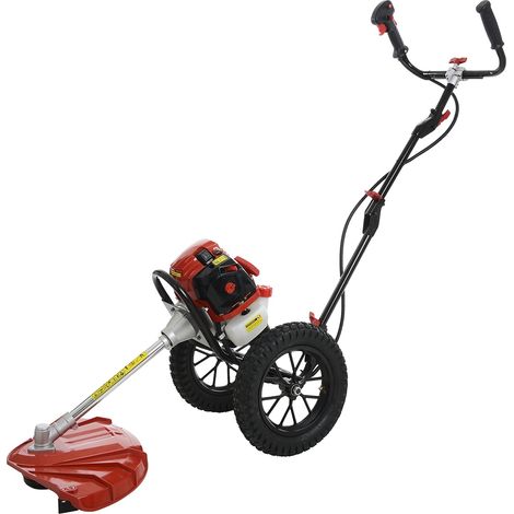 Débroussailleuse thermique à roues 51.7 cm3 – Moteur 2 temps 1.8 CV – Tête double fil 40 cm – Pour terrains irréguliers – Suricut (1/5)
