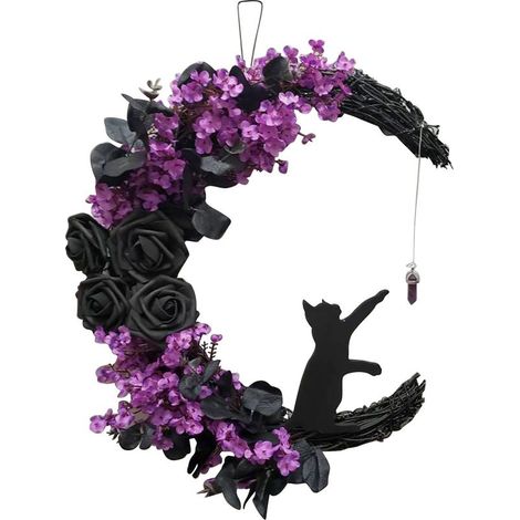 Nouveau produit tenture murale guirlande porte d'entrée Simulation rotin plante croissant de lune chat noir décoration de la maison (1/5)