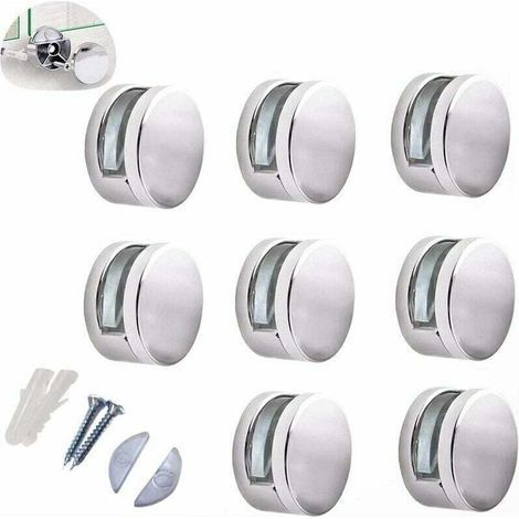 8 Pièces Clips Verre en Alliage Zinc Clips de Miroir Support pour 3-5mm Pince de Verre (Accessoires Compris) (1/4)