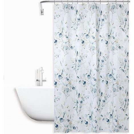 Trade Shop - Tenda Doccia Antimuffa Impermeabile 180x200cm Con Anelli Bagno Fiori Foglie 87062 - (1/2)