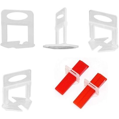 Système de nivellement pour installation du carrelage - 100 clips de fixation (2 mm) (1/4)
