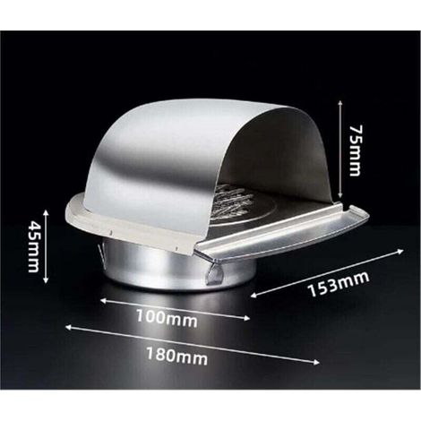 Comignoli/griglie di ventilazione in acciaio inox per pareti esterne, condotti e cappe da cucina (100 mm). (1/2)