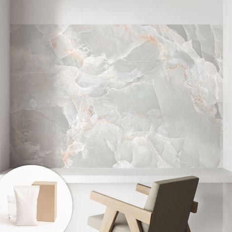 Papier peint intissé décoratif avec colle pour salon chambre et bureau Installation rapide Texture marbrée 104x70 cm (1/5)