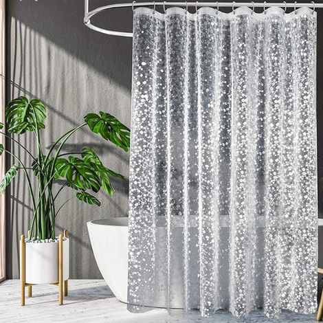 Rideau De Douche Liner - PEVA Imperméable - Transparent - Avec Aimants Et Anneaux - Pour Baignoire Standard - 1 Pièce (1/5)