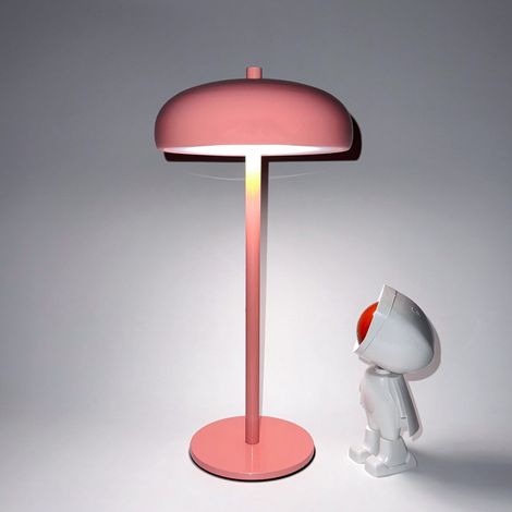 Lampe de table LED sans fil, lampe de bureau portable moderne, lampe de chevet rechargeable à intensité variable en 3 couleurs (rose) (1/5)