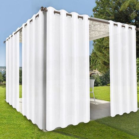 Qelus Rideau d'extérieur Imperméables à oeillets - 180x213cm - Blanc - Rideau Pergola Terrasse Isolation thermique pour Jardin (1/5)