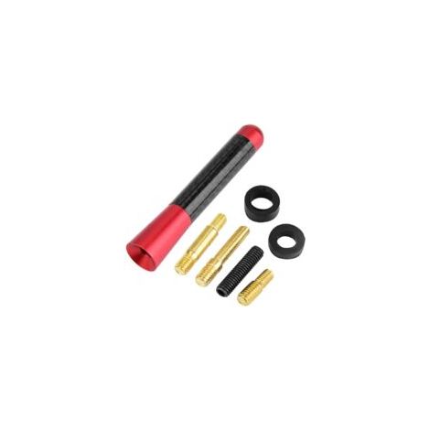 Antenne de voiture Sollbry, antenne radio courte en fibre de carbone à visser de 7,6 cm (3 pouces) pour modification universelle de voiture (rouge) (1/2)
