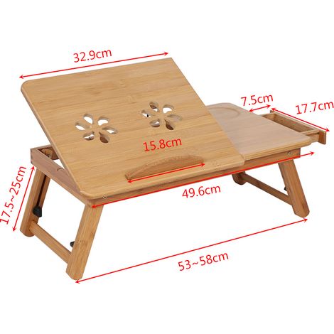 Verstellbares Bambusregal, ebene Ablagefläche, Laptop-Tisch, zwei Blumen, Bücherregal (1/5)