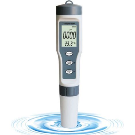 Penna per test di qualità dell'acqua ad alta precisione 3 in 1: TDS/pH/Temperatura, intervallo di misurazione del pH 0-14 per piscine (1/5)