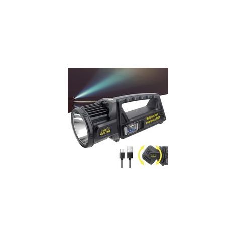 Projecteur LED rechargeable avec tête rotative à 350°, éclairage puissant pour l'extérieur, lampe torche solaire étanche IPX6 (vu à la télévision), très grande taille290125114mm (1/5)
