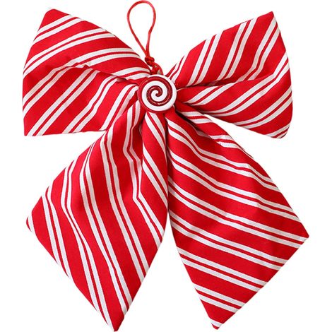Ribbon Bow - 30 cm - Red Diagonal Stripe - Polyester - For Wreath Door Tree Decoration - 1 Piece (1/5)