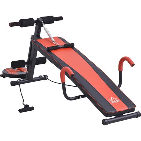 Banc musculation pliable multifonction avec résistance, plat et incliné, entraîneur abdos, pour salle sport domicile, capacité jusqu’à 120 kg (1/5)