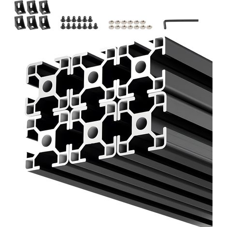 Mophorn Profilé Aluminium Extrudé 3030 - Lot de 6, Longueur 2000 mm, Rainure en T Standard Européen pour Châssis d'Imprimante 3D, Machines CNC, Établis et Projets de Bricolage, Couleur Noire (1/2)