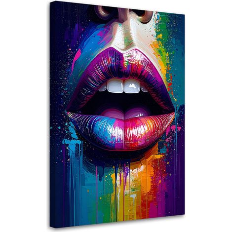 Tableau déco Lèvres rouges Visage de femme 70x100 (1/4)