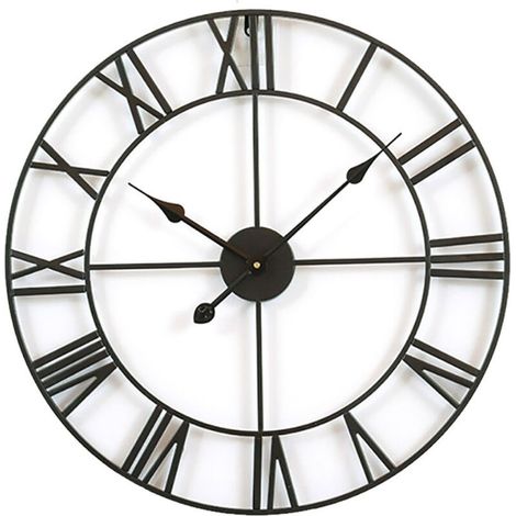 1 Horloge murale, métal rétro 40 cm, chiffres romains, presque silencieuse, décoration intérieure (1/4)