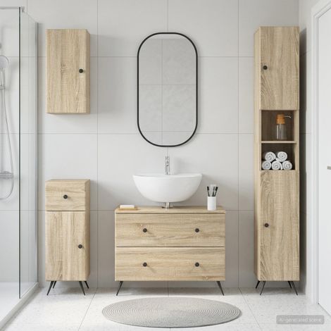 vidaXL 4 Piece Bathroom Cabinet Set BREDA Sonoma Oak Engineered Wood (1/5)