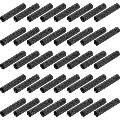 50Pcs M3 x 25mm Entretoise Moleté Aluminium Boulon Manchon Noir (1/5)