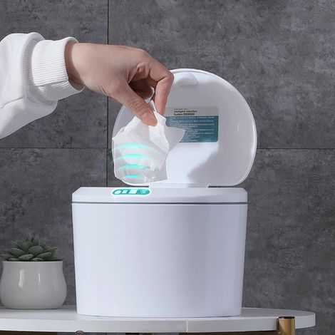 Mini papelera automática con tapa y sensor para oficina y coche, 3 l, ABS, eléctrica, USB-C, AAA, 18 x 18 x 13 cm (1/5)