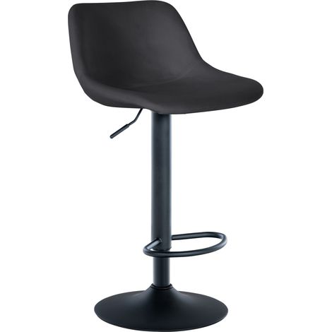 Tabouret de bar x1 rotation à 360°en velours noir pieds en trompette métal noir 100006277