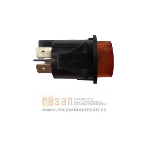 Interruptor bipolar circular luminoso naranja 24mm