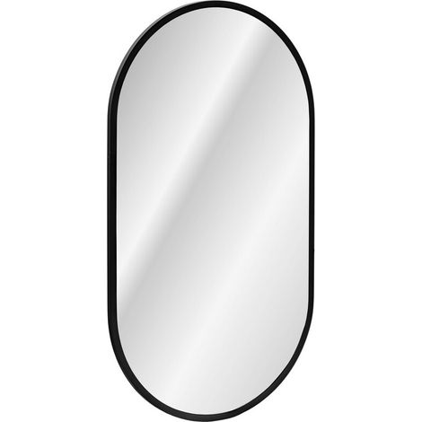 LED-Badezimmerspiegel Schwarz Oval 90x50 cm ultra dünn