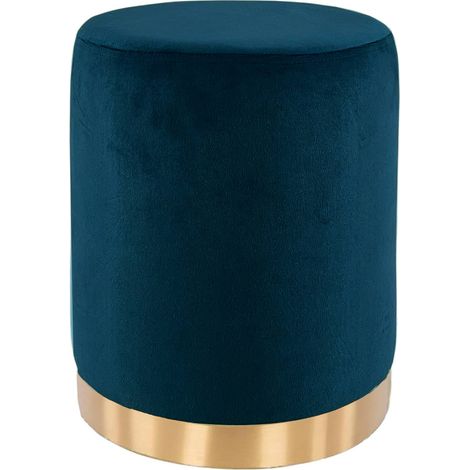 Marvin Pouf In Velluto Poggiapiedi Sgabello Per Casa Soggiorno Letto Camera Salotto Divano Tavolino Rotondo Poltrona Blu
