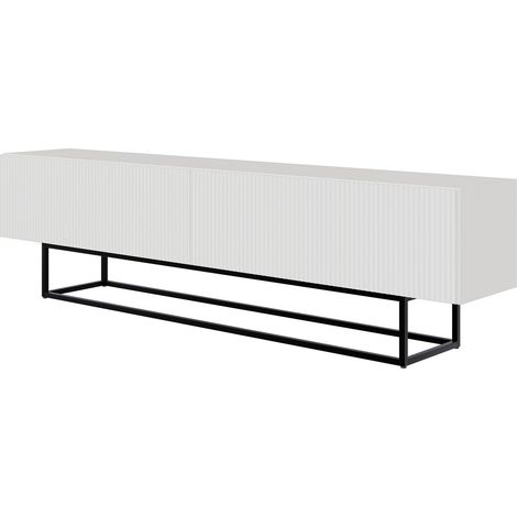 Selsey Veldio - TV-Lowboard, weiß mit schwarzem Metallgestell, 175 cm (1/5)