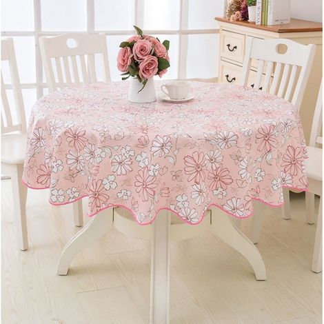 mantel redondo de PVC, con borde grueso ondulado, impermeable y resistente al calor, ideal para bodas y cumpleaños. (1/2)