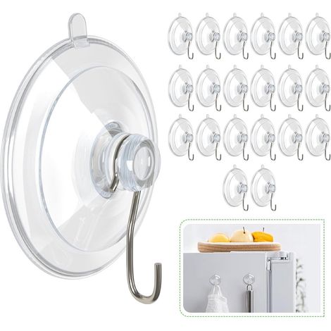 Filiyano-Crochets à ventouse (20 pièces) - 4,5 cm, cuivre transparent, résistance jusqu'à 3 kg, filetage métallique ultra-résistant, pour cuisine (1/5)