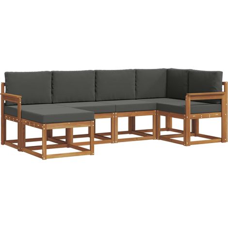 Conjunto de sofás de exterior 6 uds. Natural y Antracita vidaXL (1/5)