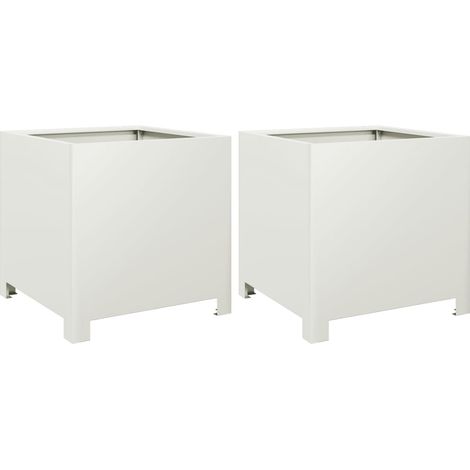 Vaso rialzato per fioriere piante fiori giardino terrazze set da 2 40 x 40 x 40 cm acciaio bianco 020038950