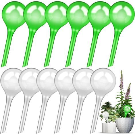 Boules d'Irrigation 12 Pièces Arrosage Plante Vacances,Distributeur Eau Plante,Arrosage Plante Interieur,Bulbes d'Arrosage pour Plantes d'Intérieur et d'Extérieur - Vert et Transparent (1/5)