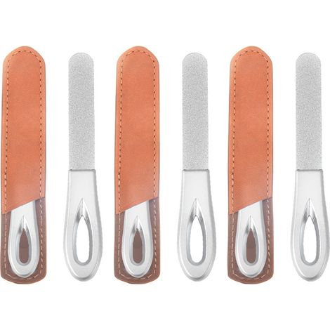 Lot de 3 limes à ongles en acier inoxydable avec manche antidérapant et grain diamanté. Limes à ongles en métal, type émeri, pour ongles naturels. (1/5)