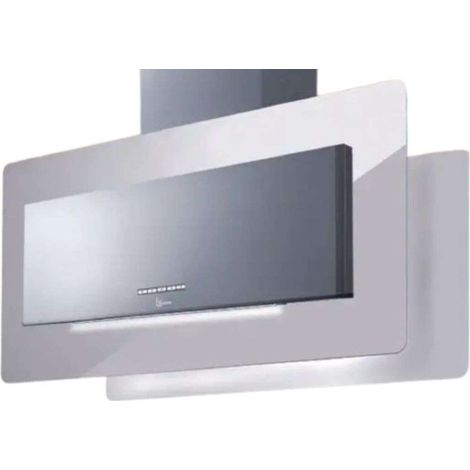 HOTTE TRISIA ISOLA cm. 90x43 - Acier inoxydable, Verre Blanc - 800 m3/h