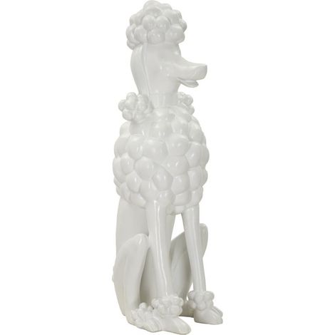 Statue Déco Chien "Caniche Assis" 61cm Blanc (1/5)