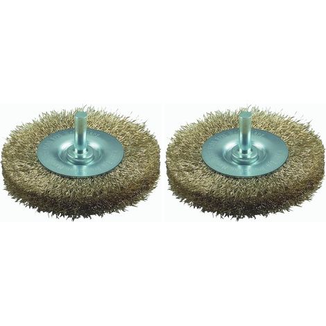 Lot de 2 Brosse circulaire Fils ondulés Laiton 75 mm Pour perceuse Nettoyage métal