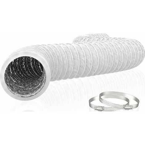 150mm Tuyau d'Evacuation Flexible en Aluminium PVC 6m Long - Tube de Ventilation pour Extracteur d'Air, Climatisation, Sèche-linge (ø150mmx6m, Blanc) (1/5)