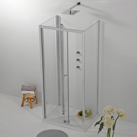 Box Doccia 3 Lati 70x90x70 Apertura a Libro Trasparente 6 mm