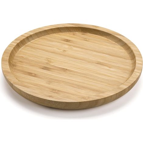 Plateau Rond en Bambou, Plateau de Service en Bois, Plateau Décoratif pour Table de Cuisine (20 x 20 x 2 cm)