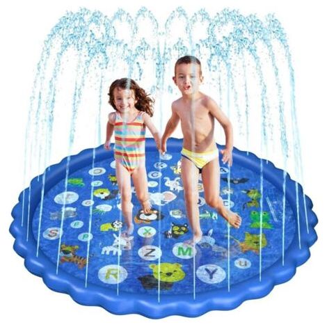 Tapis Enfant De Jet d'eau, 170cm PVC Durable Antidérapant Tapis De Pulvérisation D'éclaboussure d'eau Eau Piscine, Jeu d'eau Extérieurs Jouets pour Filles et Garçons (1/5)