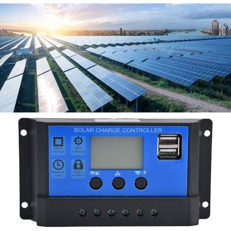 Solarladeregler mit LCD-Bildschirm, intelligenter 12V/24V-Erkennung, zwei USB-Anschlüssen, 30A. (1/5)