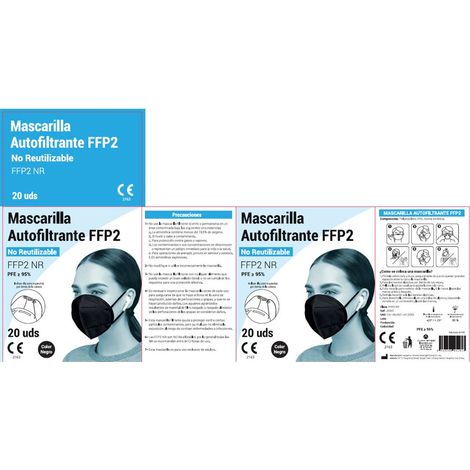 Masque Finstoc FFP2 Noir Pliable Emballé Individuellement