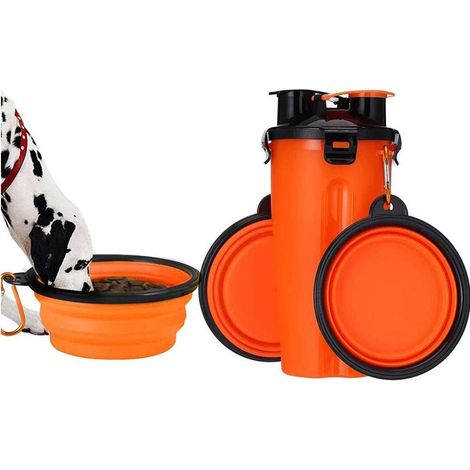 Borraccia per cani con 2 ciotole pieghevoli Borraccia portatile 2 in 1 e cibo per cani Animali domestici per gatti, borraccia da viaggio per passeggiate, esercizio fisico, escursionismo, campeggio (ar (1/5)