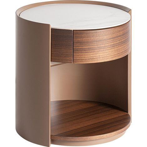 Table de chevet art déco en bois marron finition teintée élégante - Marron chêne finition teintée blanche (1/5)