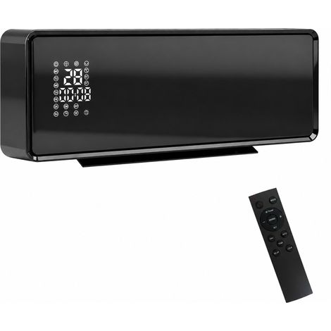Chauffage mural céramique 1000/2000W, radiateur électrique soufflant, thermostat, minuterie, 54x18,7x12,3cm, noir (1/5)