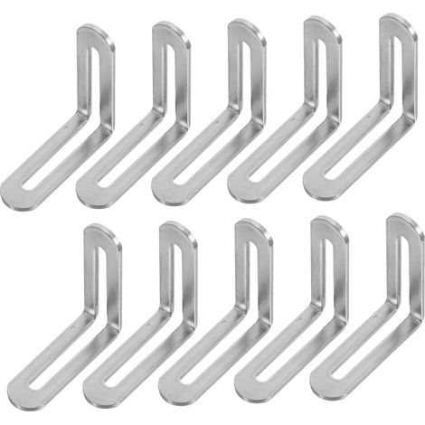 Juego de 10 soportes ajustables de acero inoxidable, aptos para estantes y armarios de madera conectores de esquina resistentes. (1/5)