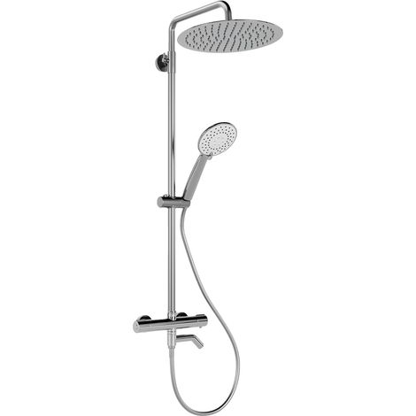 Duschmischer-Set, thermostatische Steuerung, overhead Regenbrause und Handbrause, Chrom (1/2)