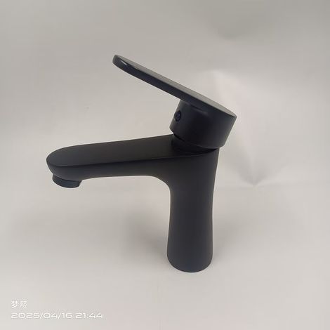 All-copper gunmetal gray washbasin faucet, hot and cold water faucet, hotel/home bathroom under-counter basin, single-hole faucet -- black slim waist [Custom orders required]
