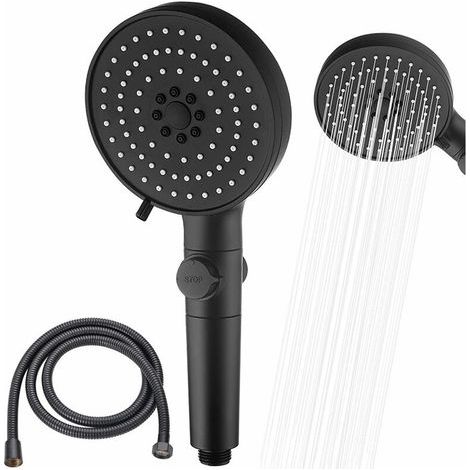 [NEVER USED] Shower head water saving 5 spray modes hand shower with filter element and 2m shower hose universal shower head shower for bathroom black