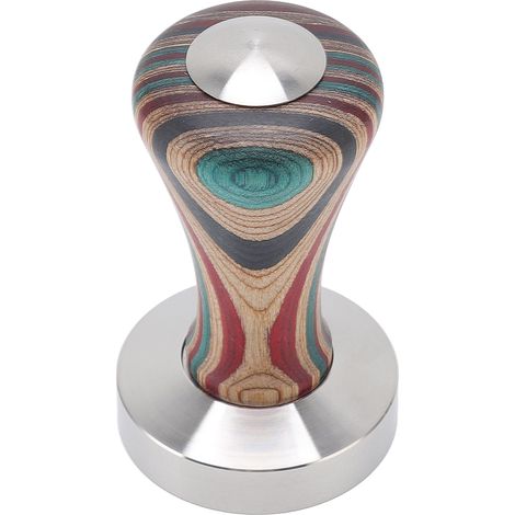 Tasseur à café plat en bois coloré, base en acier inoxydable, marteau à poudre pour accessoires de café, 51 mm (1/5)